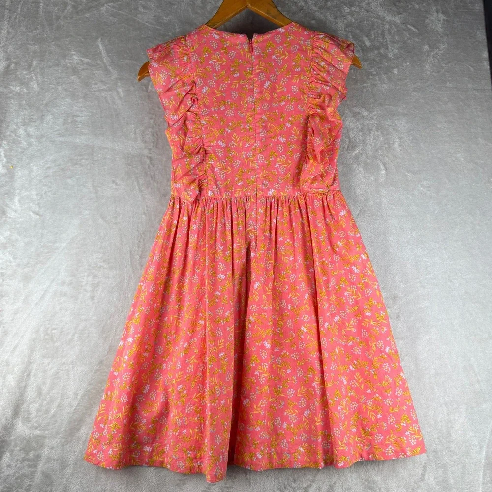 Crewcuts Girls Pink Floral Ruffle Fit & Flare Cotton Dress Size 12‎ Sleeveless